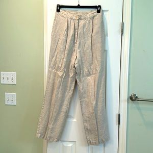 Ladies’ linen beige wide-leg pants. Size 10